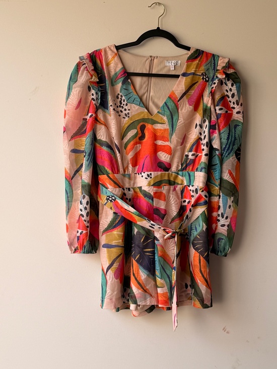 TCEC Pants - TCEC Multicolor Tropical Print V-Neck Romper